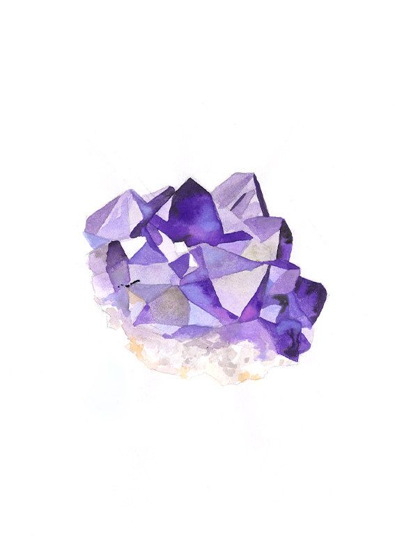 570x798 Amethyst Original Watercolor Painting By Songdancedesign On Etsy - Amethyst Painting