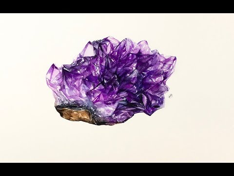 480x360 Amethyst In Watercolors Painting Demonstration - Amethyst Painting