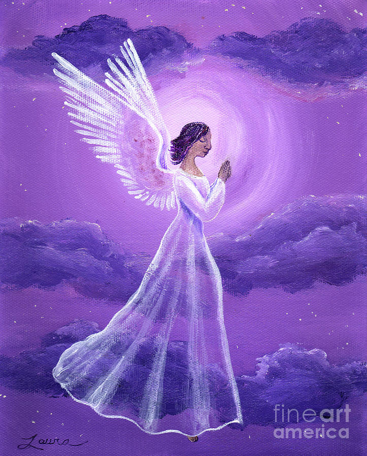 723x900 Angel In Amethyst Moonlight Painting By Laura Iverson - Amethyst Painting