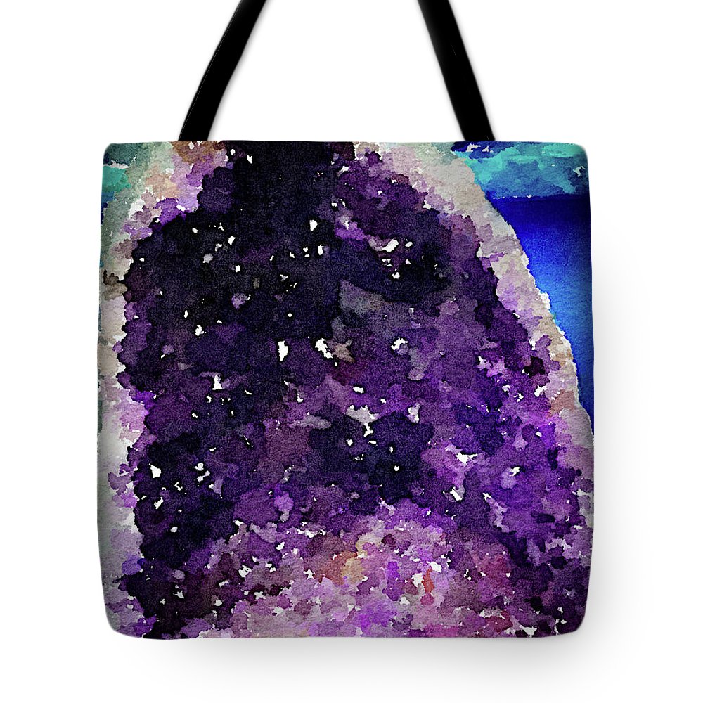 1000x1000 Watercolour Painting Of An Amethyst Stone Tote Bag For Sale By - Amethyst Painting