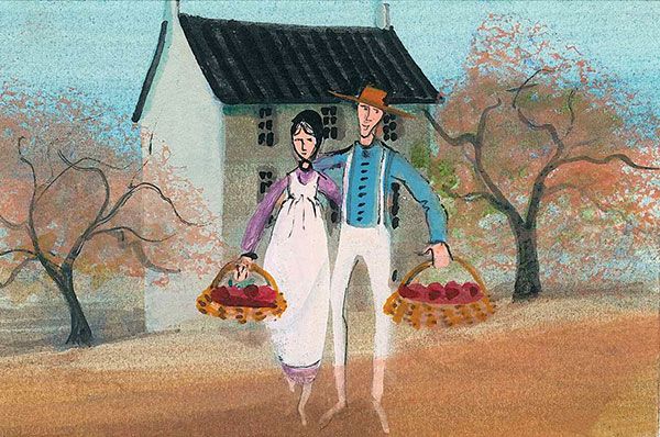 600x398 369 Best The Plain People Everything Amish Images - Amish Couple Painting