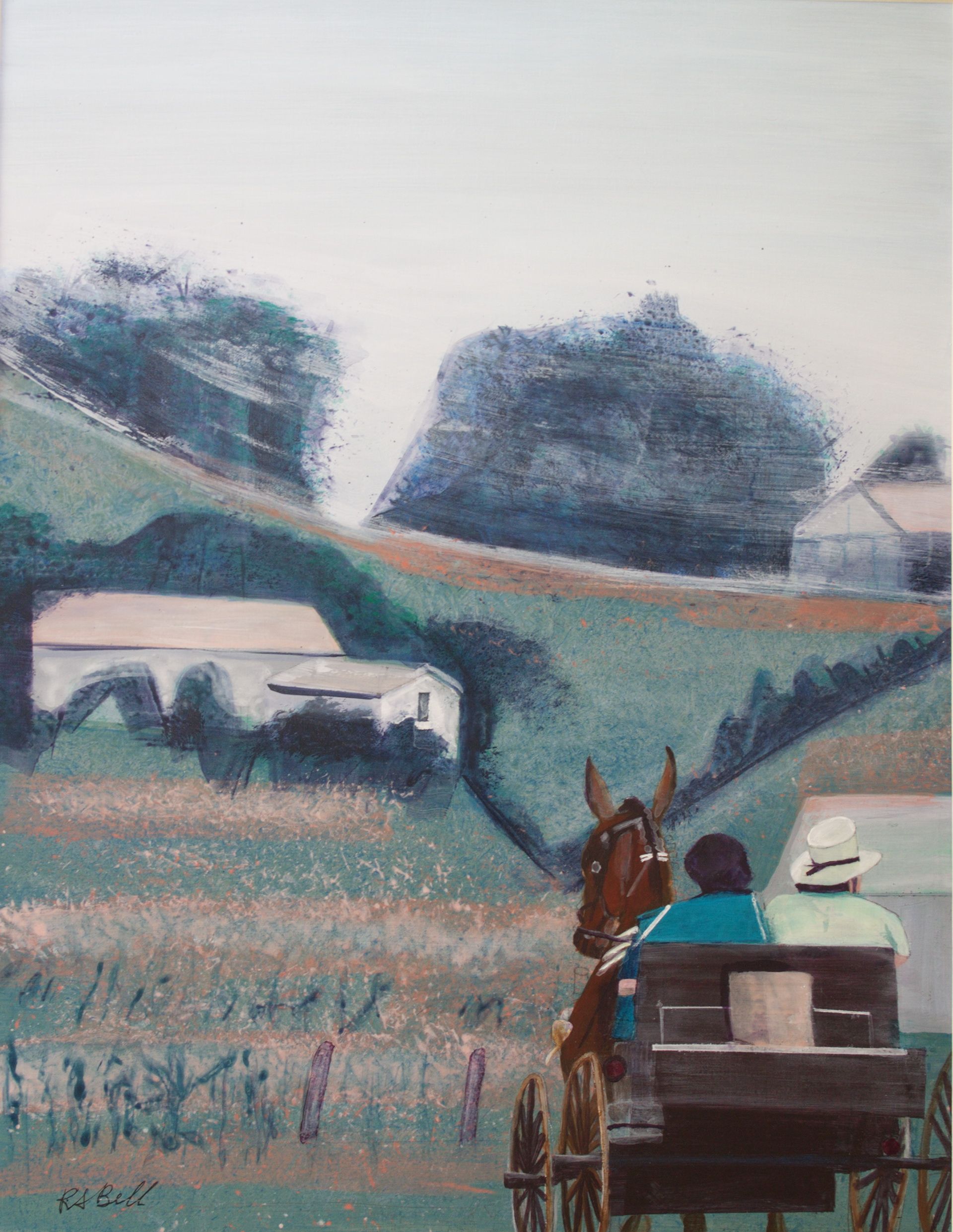 1920x2482 Acrylic Painting Of Amish Couple Returning From Grocery In Horse - Amish Couple Painting