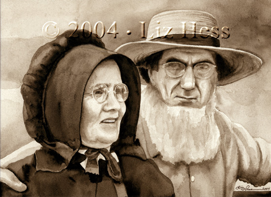 551x400 Amish Couple - Amish Couple Painting