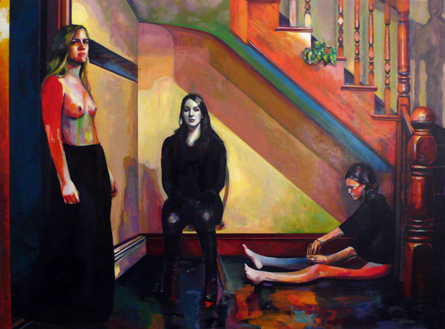 648x479 La Amistad, Friendship, Staircase, Women, Eerie, Painting.htm - Amistad Painting