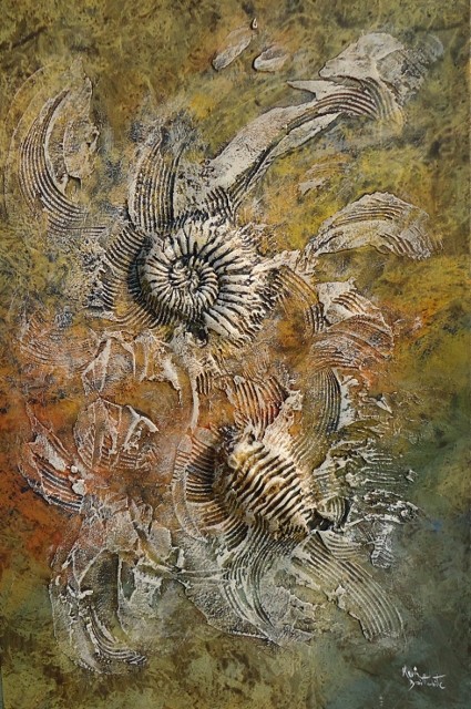 425x640 Ammonite Meets Trilobite By Kevin Braithwaite - Ammonite Painting