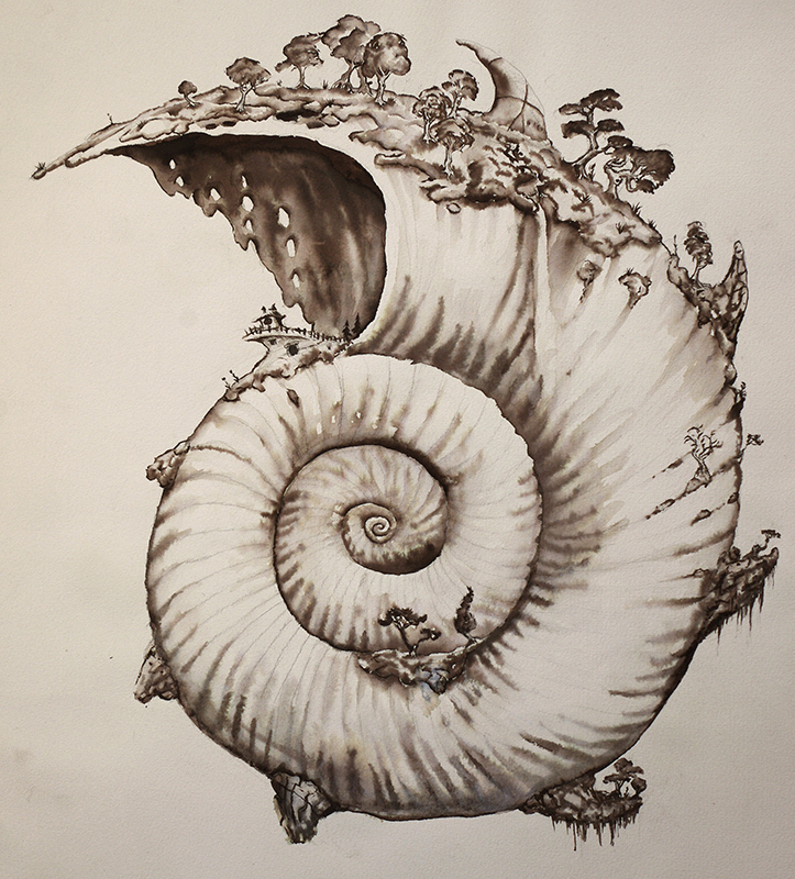 723x800 Wildeep's Illuminations Ammonite Landscape - Ammonite Painting