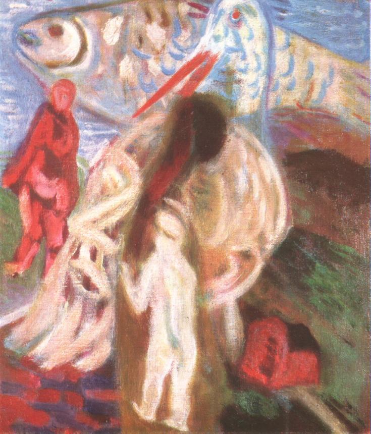 735x860 Dreaming Rabbi 1938 Painting Imre Amos Oil Paintings - Amos Painting