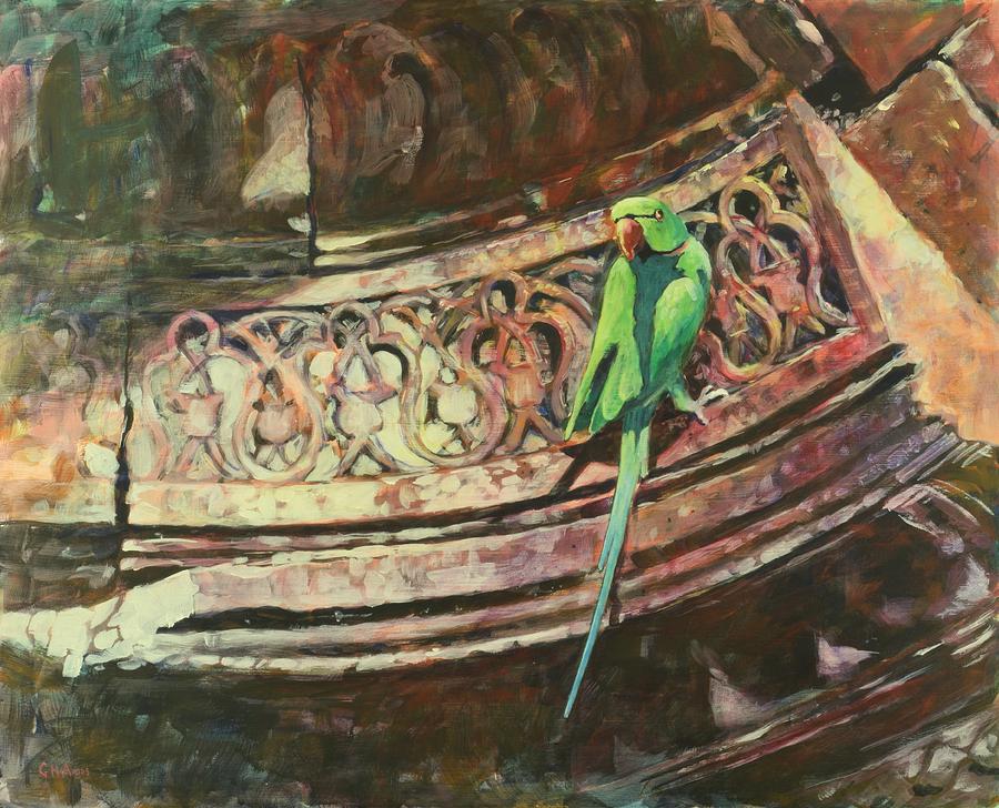 900x728 Rose Ringed Parakeet Painting By Geoff Amos - Amos Painting