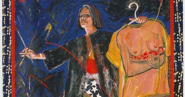 632x332 Women In The Act Of Painting Tightrope - Amos Painting