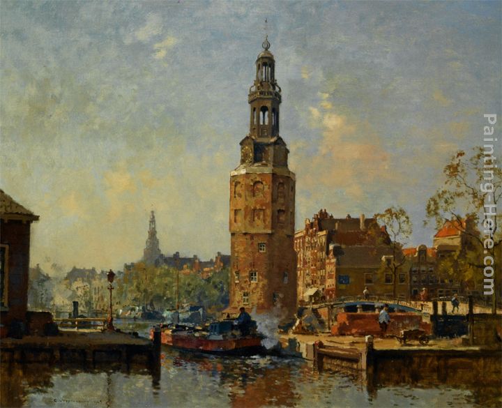 720x585 Cornelis Vreedenburgh A View Of The Montelbaanstoren Amsterdam - Amsterdam Painting