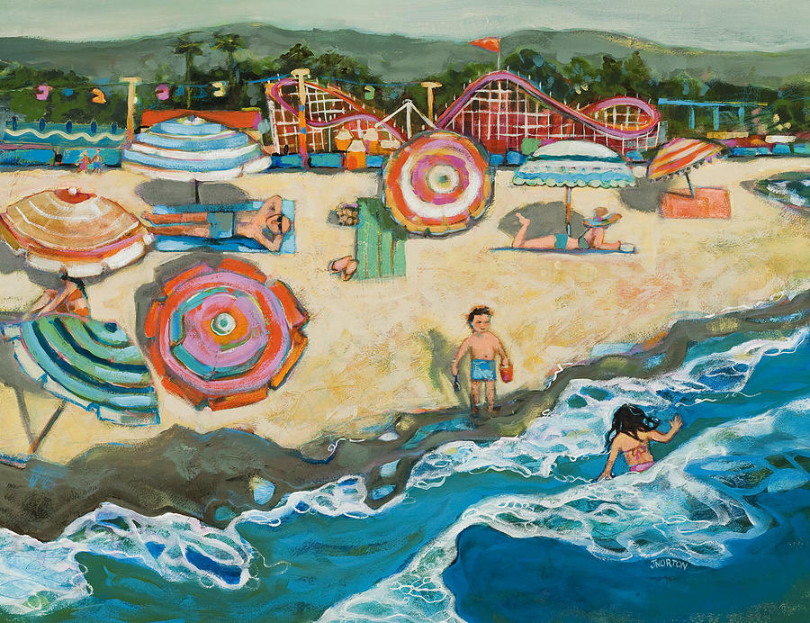 900x692 Santa Cruz Beach Boardwalk Painting By Jen Norton - Amusement Park Painting