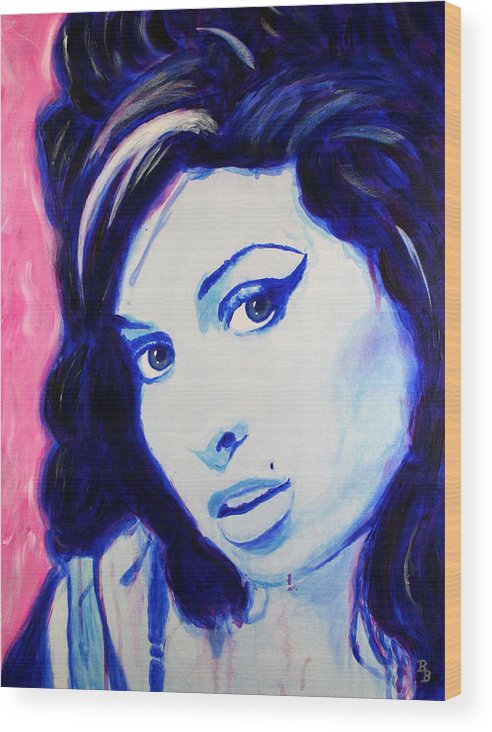 492x732 Amy Winehouse Pop Art Painting Wood Print By Bob Baker - Amy Winehouse Painting