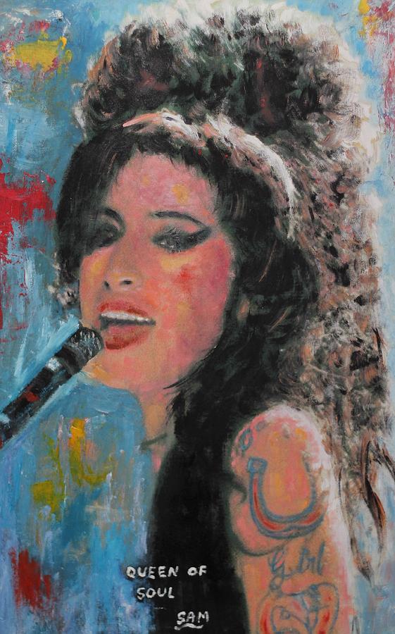 561x900 Amy Winehouse Singing Painting By Sam Shaker - Amy Winehouse Painting