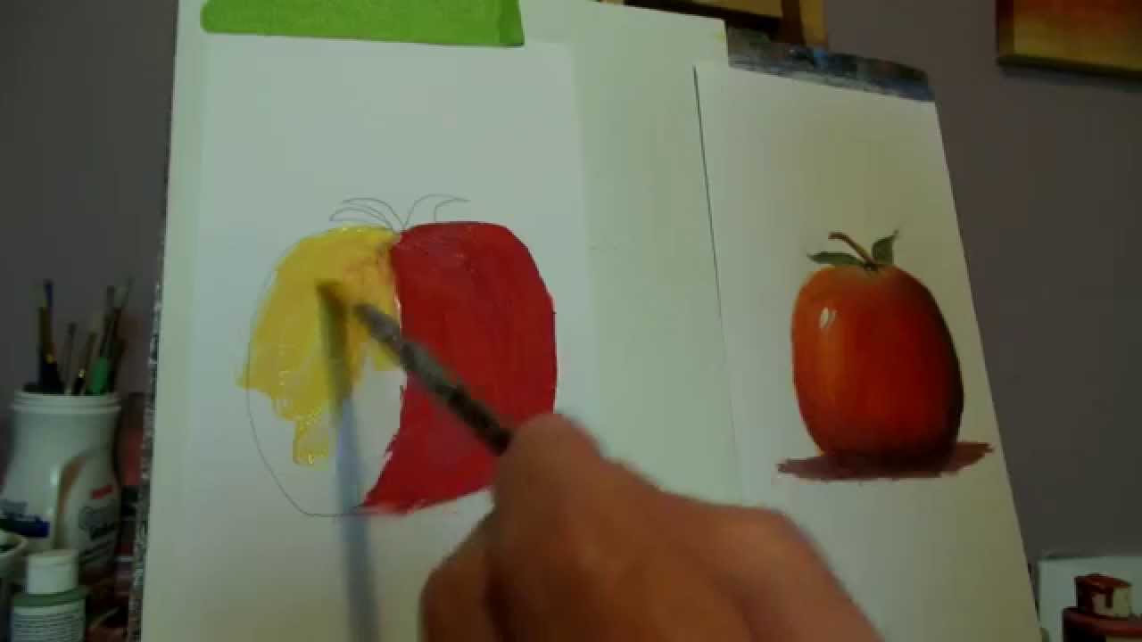 1280x720 How To Paint An Apple With Acrylic Paint, For Beginners Step By - An Painting