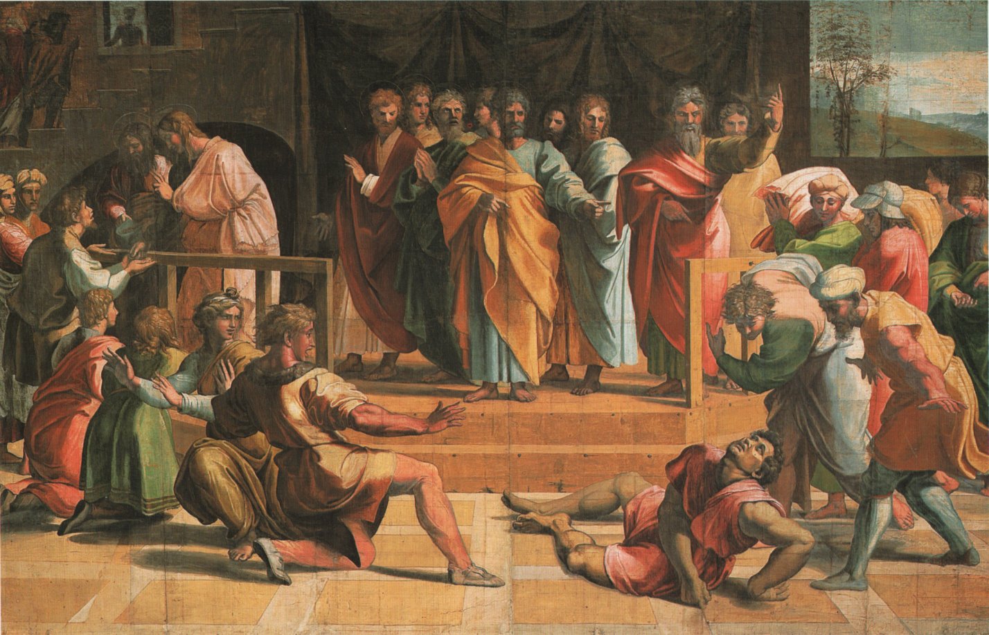 1428x918 Raphael The Death Of Ananias - Ananias And Sapphira Painting