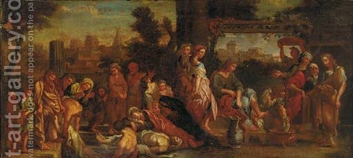 512x230 The Death Of Ananias And Sapphira With The Washing Of Peter's Feet - Ananias And Sapphira Painting