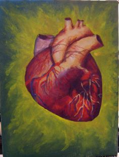236x309 Pin Prick Acrylic On Canvas Anatomical Heart Painting - Anatomical Heart Painting