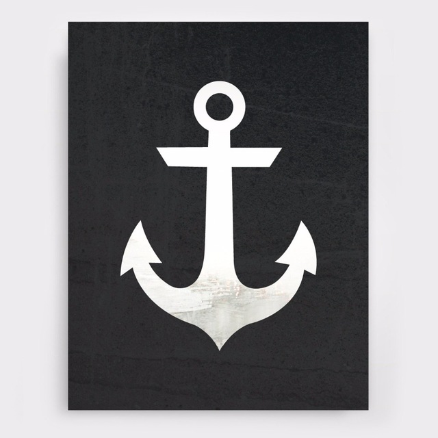640x640 New Anchor Canvas Oil Painting Black And White Scandinavian Wall - Anchor Canvas Painting