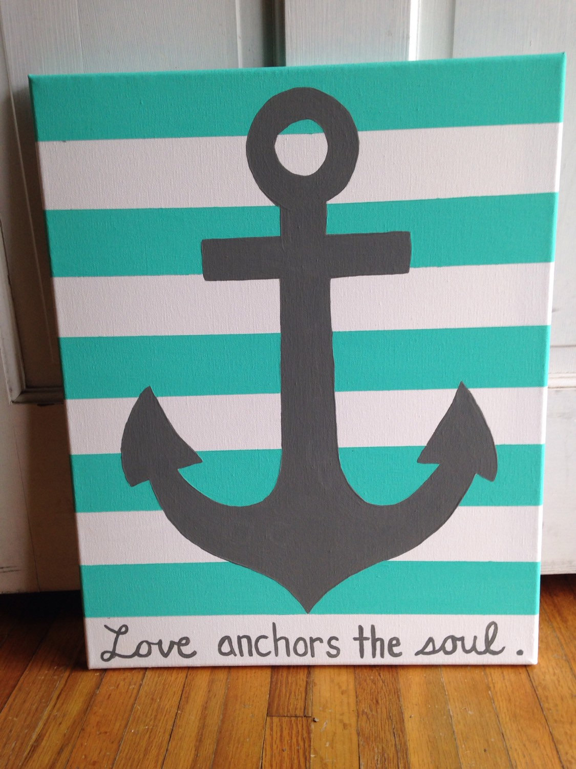 1125x1500 Anchor Canvas Painting Stripes Aqua Saltwatershores - Anchor Painting