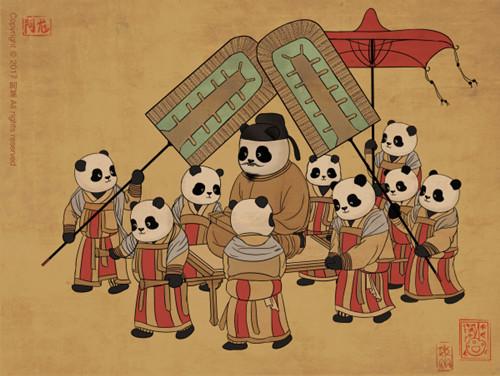500x376 When Pandas Encounter With Ancient Chinese Paintings - Ancient Chinese Painting