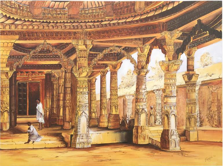 770x575 Saatchi Art Art Of Ancient Indian Temple Hand Painted On Canvas - Ancient Indian Painting