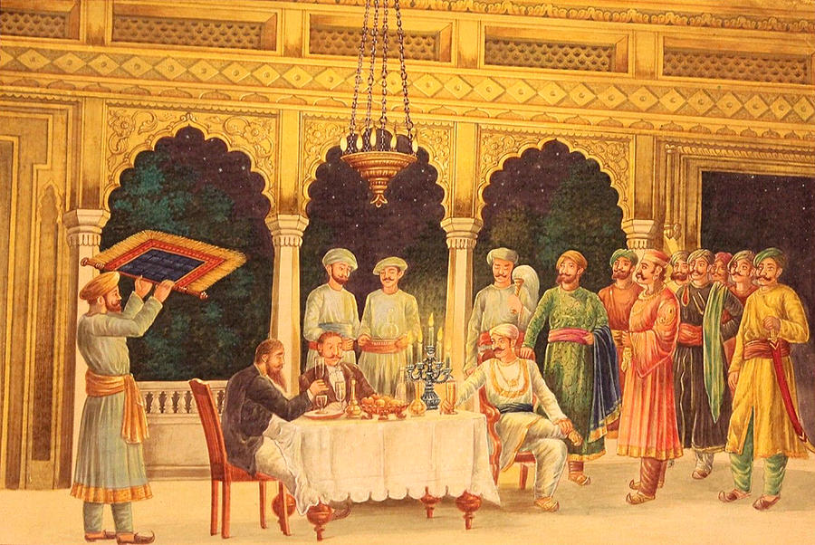 900x602 Company Painting, Meeting With Indians, Indian Miniature Painting - Ancient Indian Painting