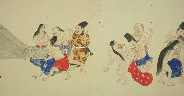 700x366 Ancient Japanese Artwork Shows History's Most Epic Fart Battles - Ancient Japanese Painting