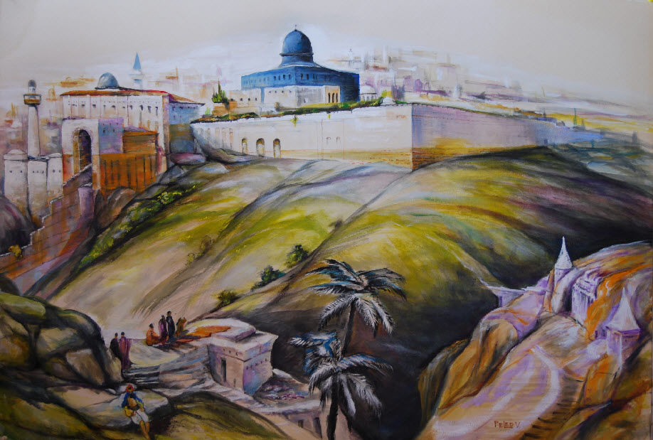 918x619 Old Jerusalem 1. (Victor Peled) - Ancient Jerusalem Painting