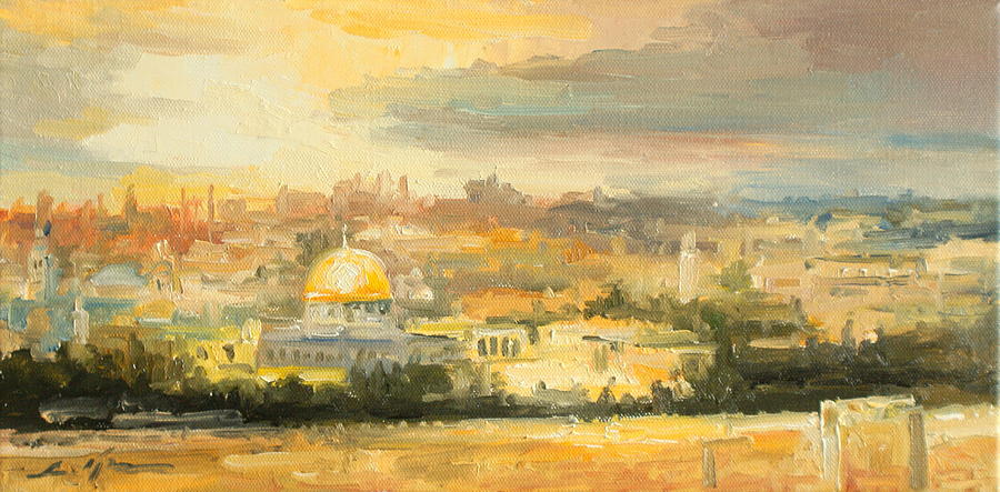 900x443 Panorama Of Jerusalem Painting By Luke Karcz - Ancient Jerusalem Painting