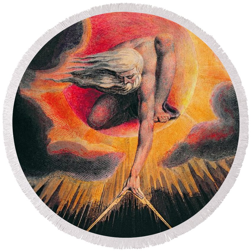 850x850 The Ancient Of Days Round Beach Towel For Sale By William Blake - Ancient Of Days Painting