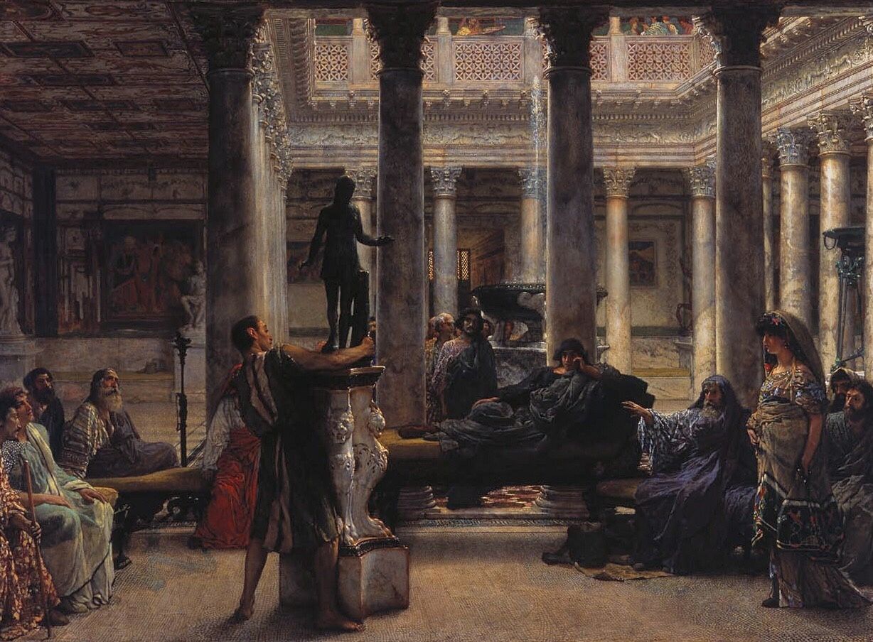 1228x904 A Roman Amateur A Roman Art Lover, 1870 Lawrence Alma Tadema - Ancient Roman Art Painting