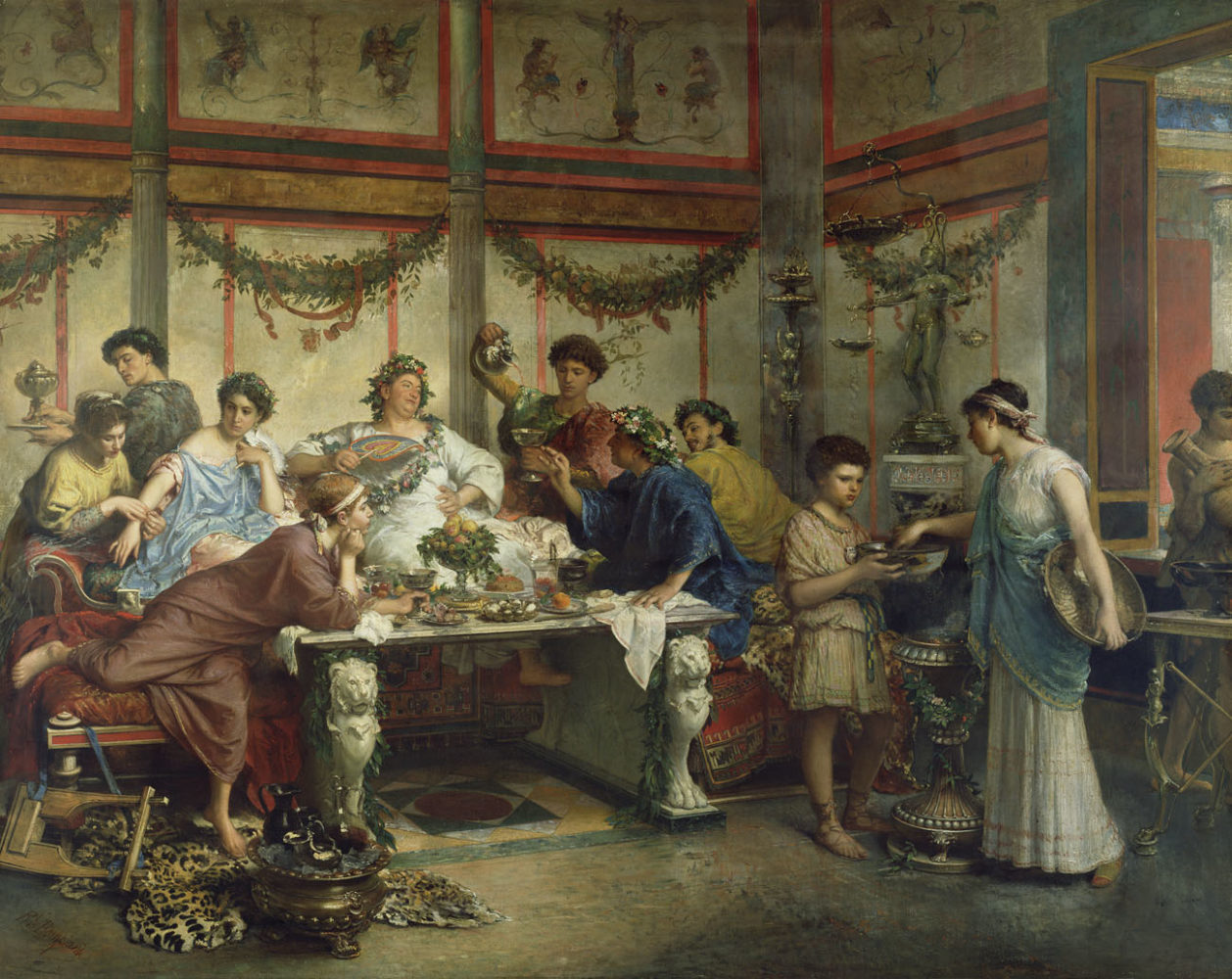 1258x1000 Reclining And Dining (And Drinking) In Ancient Rome The Getty Iris - Ancient Roman Painting