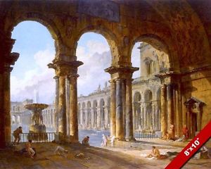300x240 Ancient Roman Bath Baths Painting Rome Italy Ruins Art Real Canvas - Ancient Roman Painting