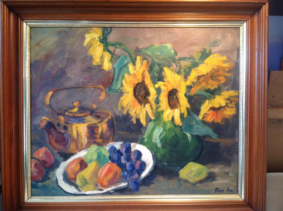 570x426 Finnersen Still Life Painting On Canvas With Walnut - Andersen Painting