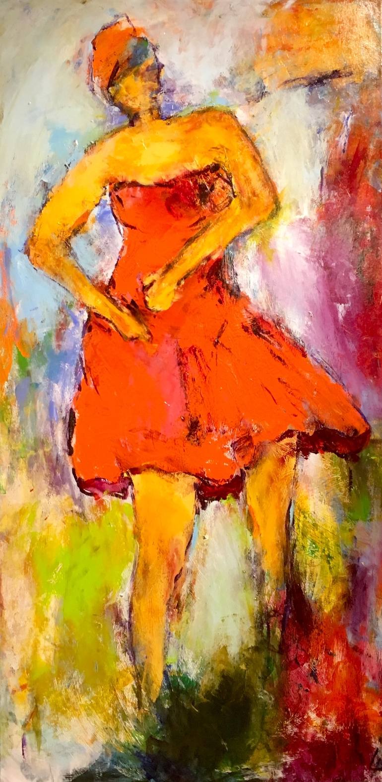770x1575 Saatchi Art Orange Girl Painting By Lars Henning Andersen - Andersen Painting