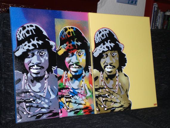 570x428 Andre 3000 Painting Stencil Art Spray Paints Canvas Outkast Hip - Andre 3000 Painting