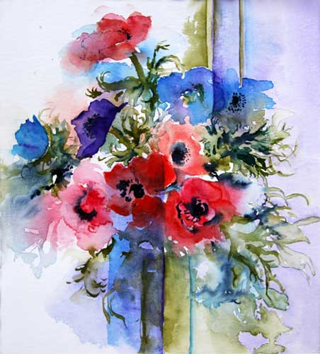 452x500 Flower Paintings Gallery - Anemone Flower Painting
