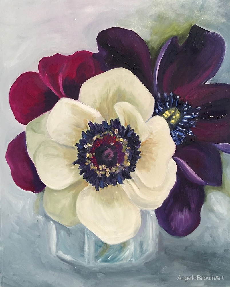 804x1000 Anemone Flower Oil Painting By Angela Brown Art By Angelabrownart - Anemone Flower Painting