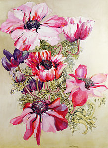 219x300 Anemone Flower Paintings Fine Art America - Anemone Flower Painting