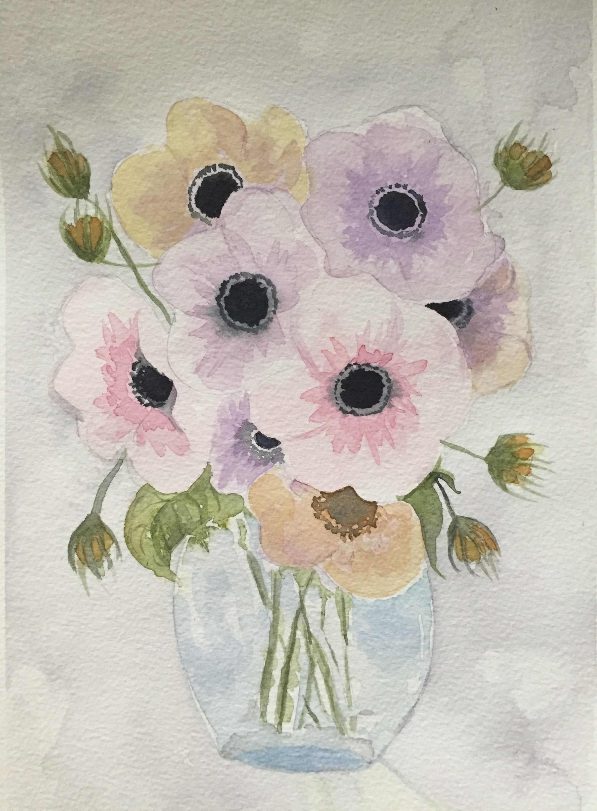 2401x3262 Anemone In Watercolor My Paintings Watercolor - Anemone Painting