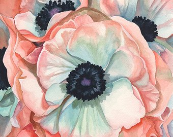 340x270 Anemone Painting Etsy - Anemone Painting