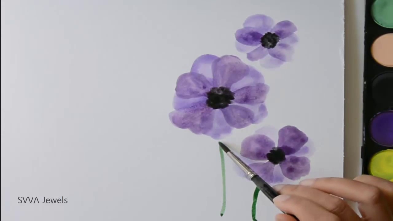 1280x720 How To Paint An Anemone Flower With Watercolor - Anemone Painting