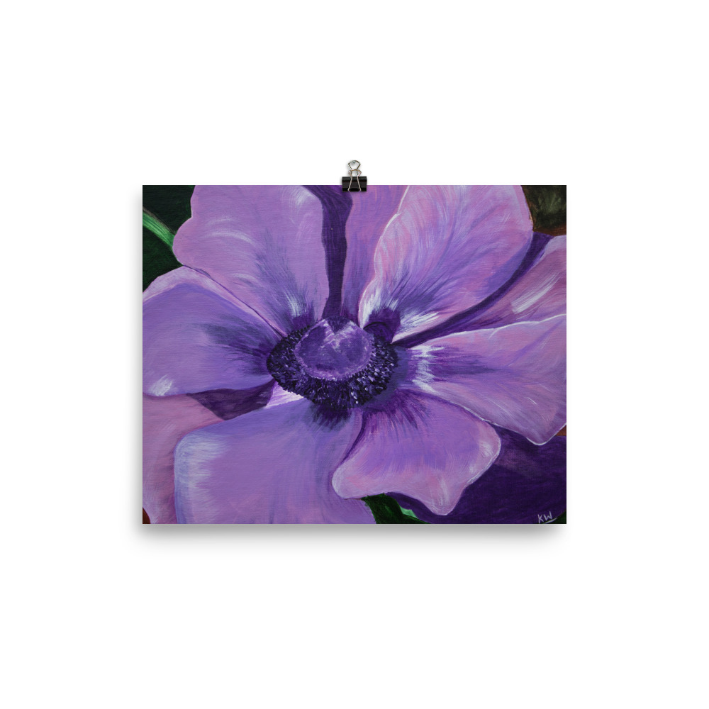 1000x1000 Anemone Art Print Anemone Decor Purple Anemone Painting - Anemone Painting