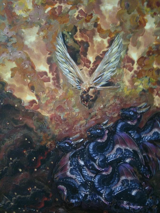 675x900 An Angel And A Demon Painting By Cena Caterine - Angel And Devil Painting