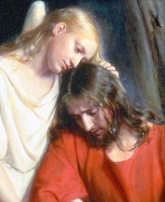 235x288 En La Cruz 2.1 Jesucristo - Angel Comforting Jesus Painting