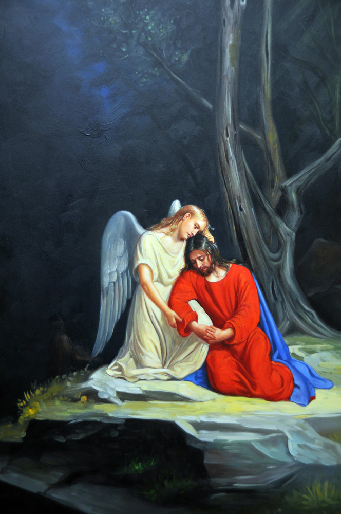 664x1000 Ola Paintings Our Lady Of Angels Allen, Tx - Angel Comforting Jesus Painting