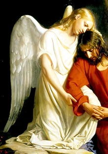 220x314 Angel Drawing - Angel Comforting Jesus Painting