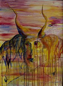 222x300 Angel And Demon Painting By Tracie Ballensky - Angel Demon Painting