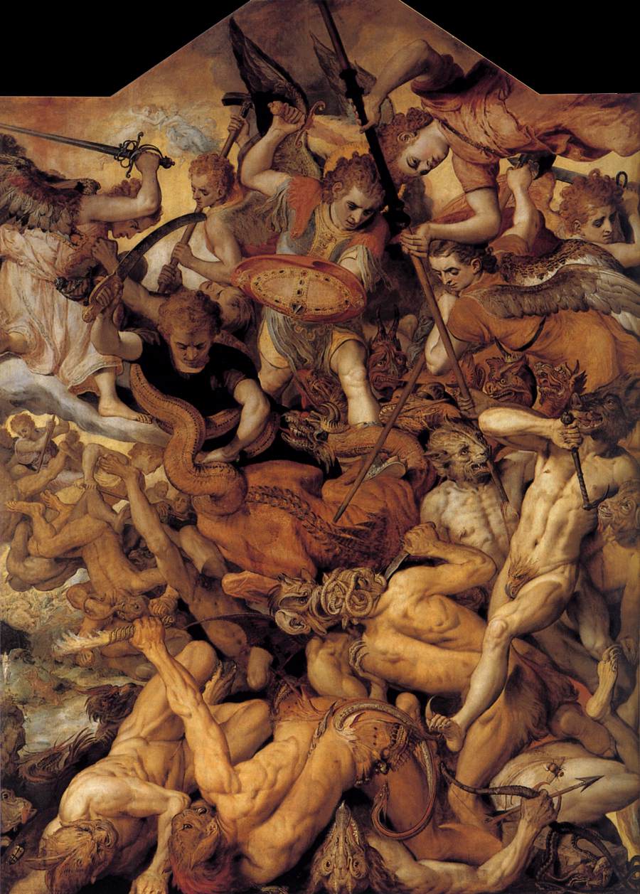 900x1257 The Apocalyptic Battle Of Angels In Heaven Made Silly By Bruegel - Angel Demon Painting