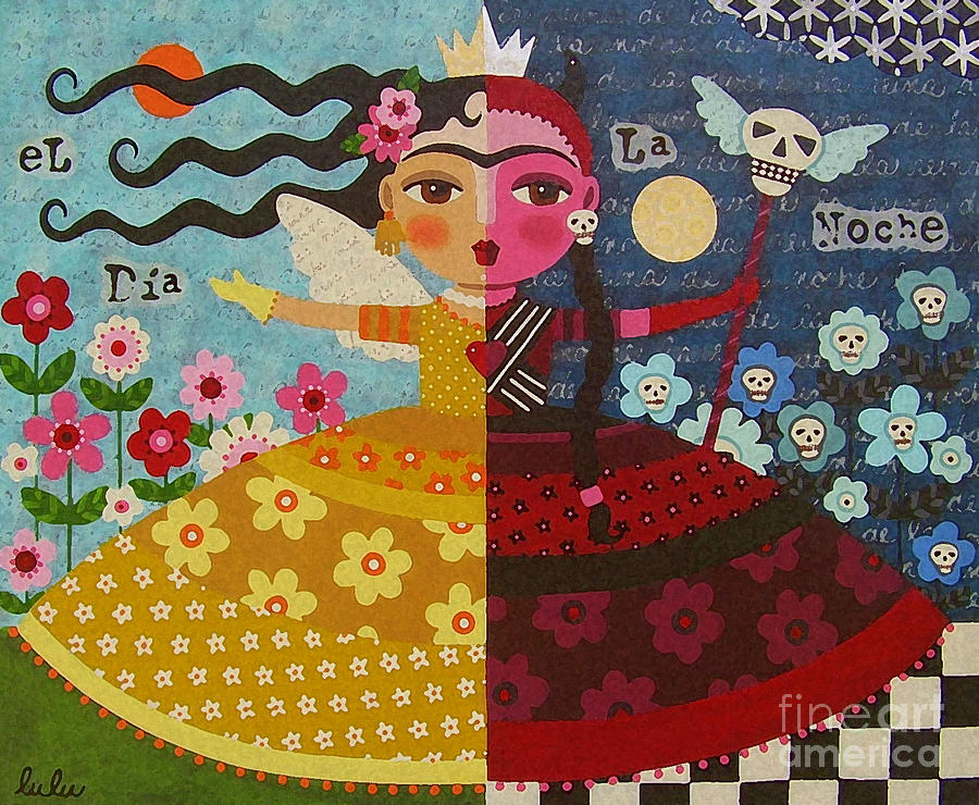 900x740 Frida Kahlo Angel Devil Queen Painting By Lulu Mypinkturtle - Angel Devil Painting